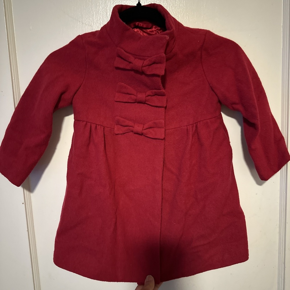 GAP GIRLS RED SCARLET BOWTIE COAT ORG. $68.00 SIZE 4  WOOL